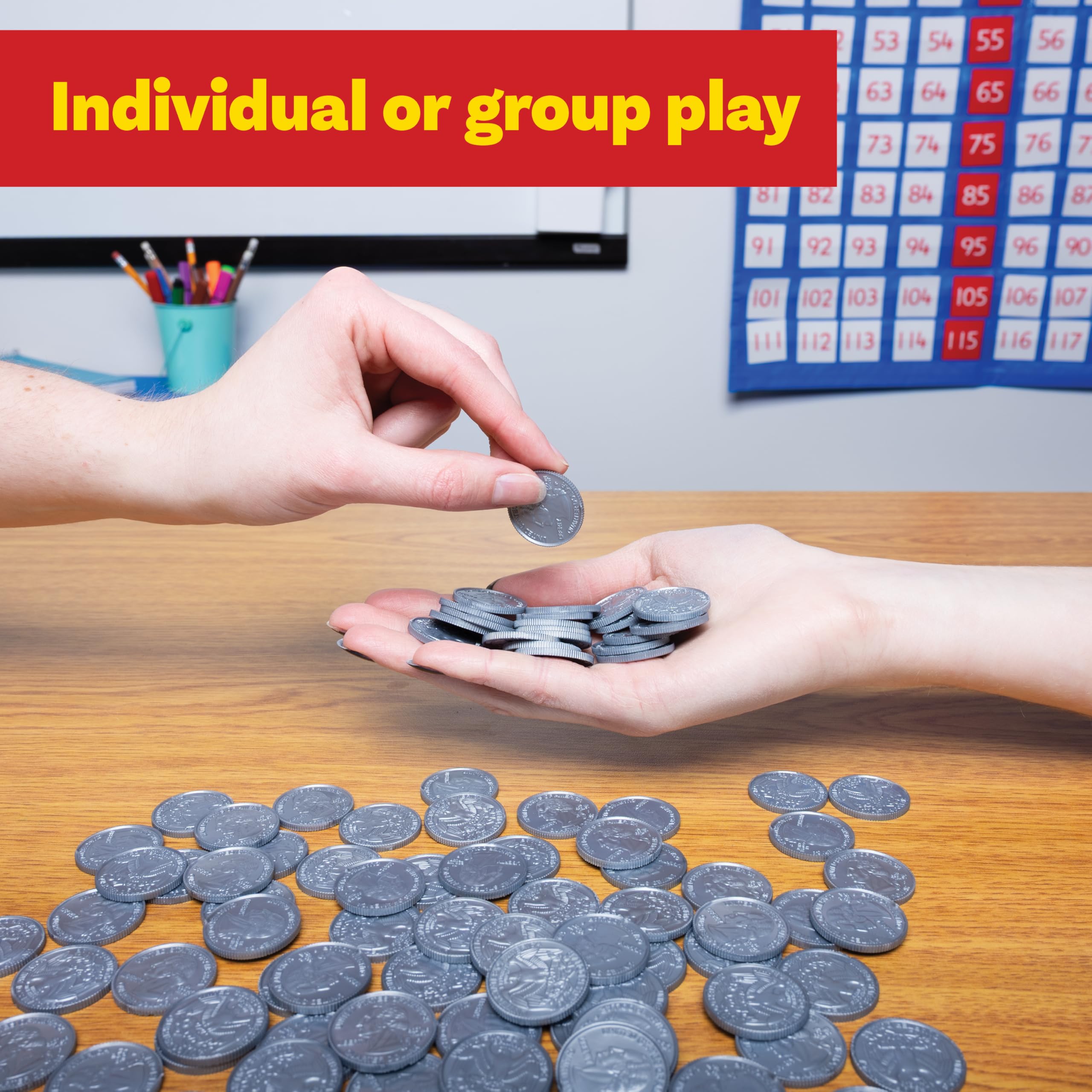LEARNING ADVANTAGE Play Quarters set supports classroom or home activities and group games