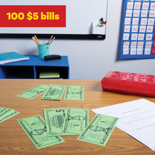 LEARNING ADVANTAGE play money double-sided: lifelike design supports hands-on money math.