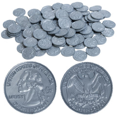 LEARNING ADVANTAGE Play Quarters coin set shows realistic plastic quarters for math and pretend play