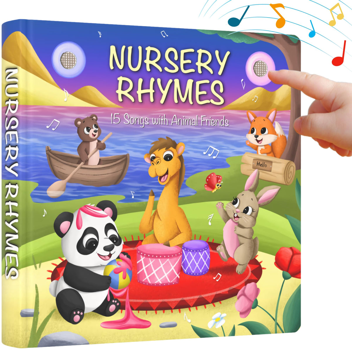 Learning Bugs Nursery Rhymes cover with animal friends inviting playful learning.