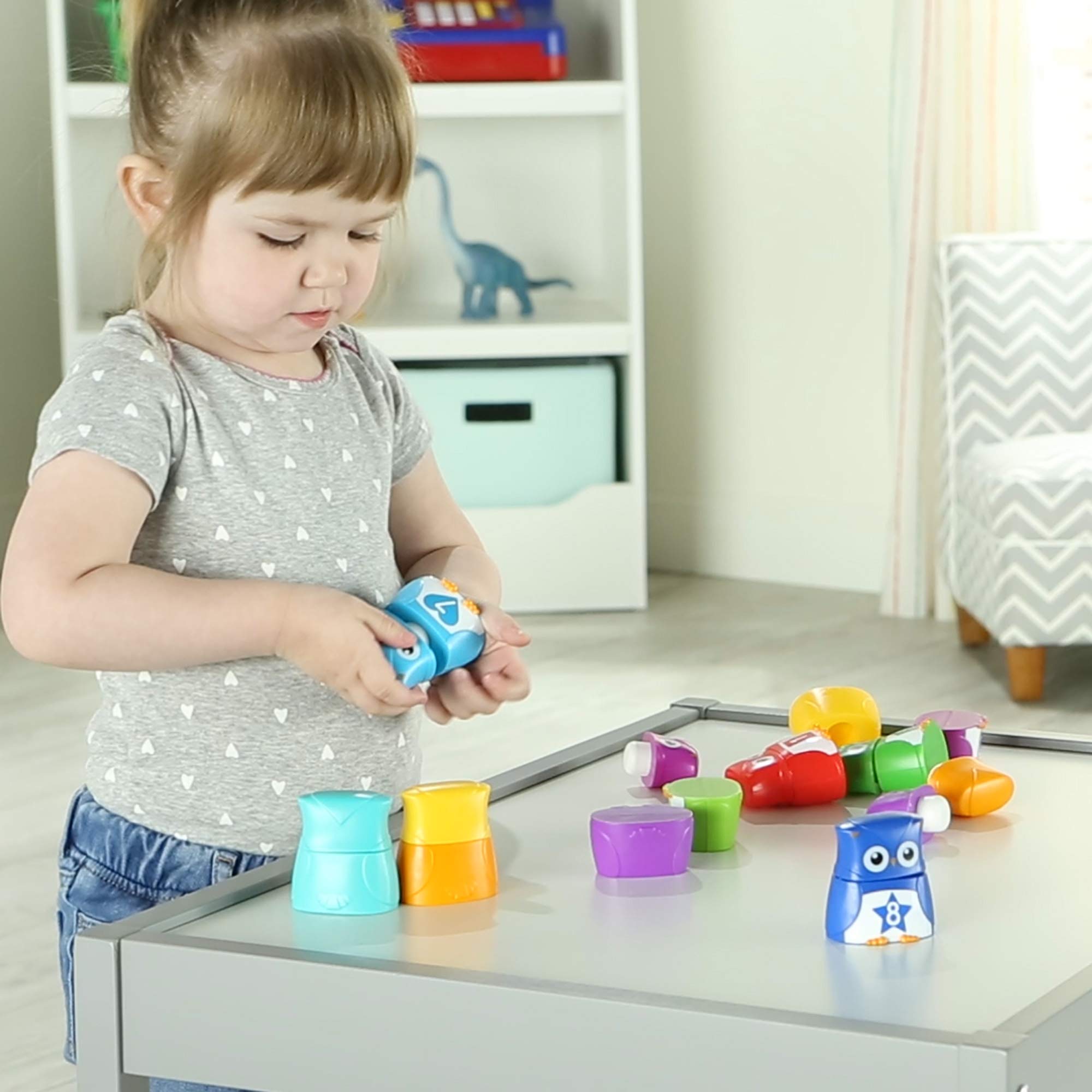 Learning Resources Snap-n-Learn Rainbow Owls pair-assembly supports imaginative mix-and-match fun.