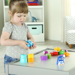 Learning Resources Snap-n-Learn Rainbow Owls pair-assembly supports imaginative mix-and-match fun.