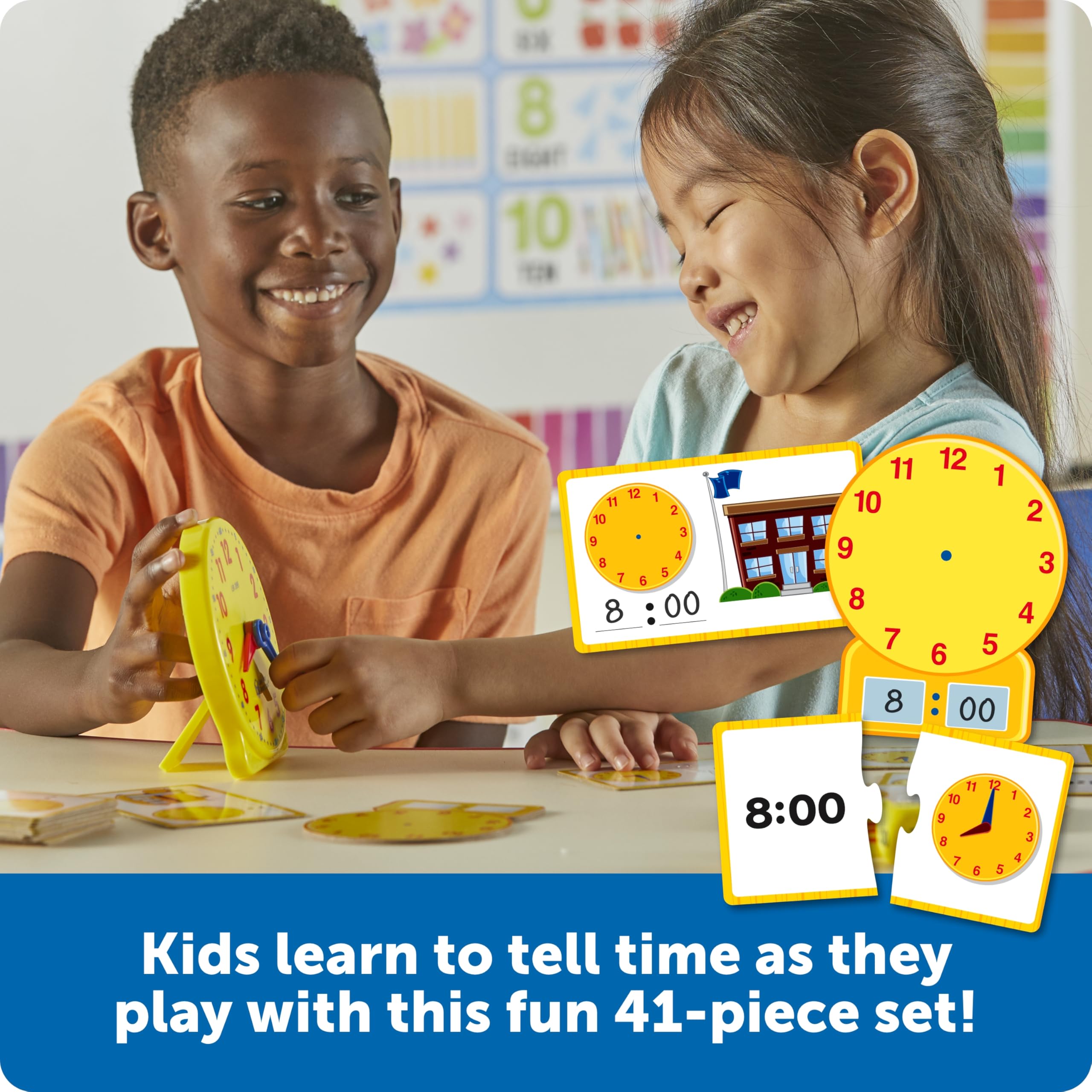 Learning Resources Time Activity Set color-coded hands aid hour-minute relationship practice.
