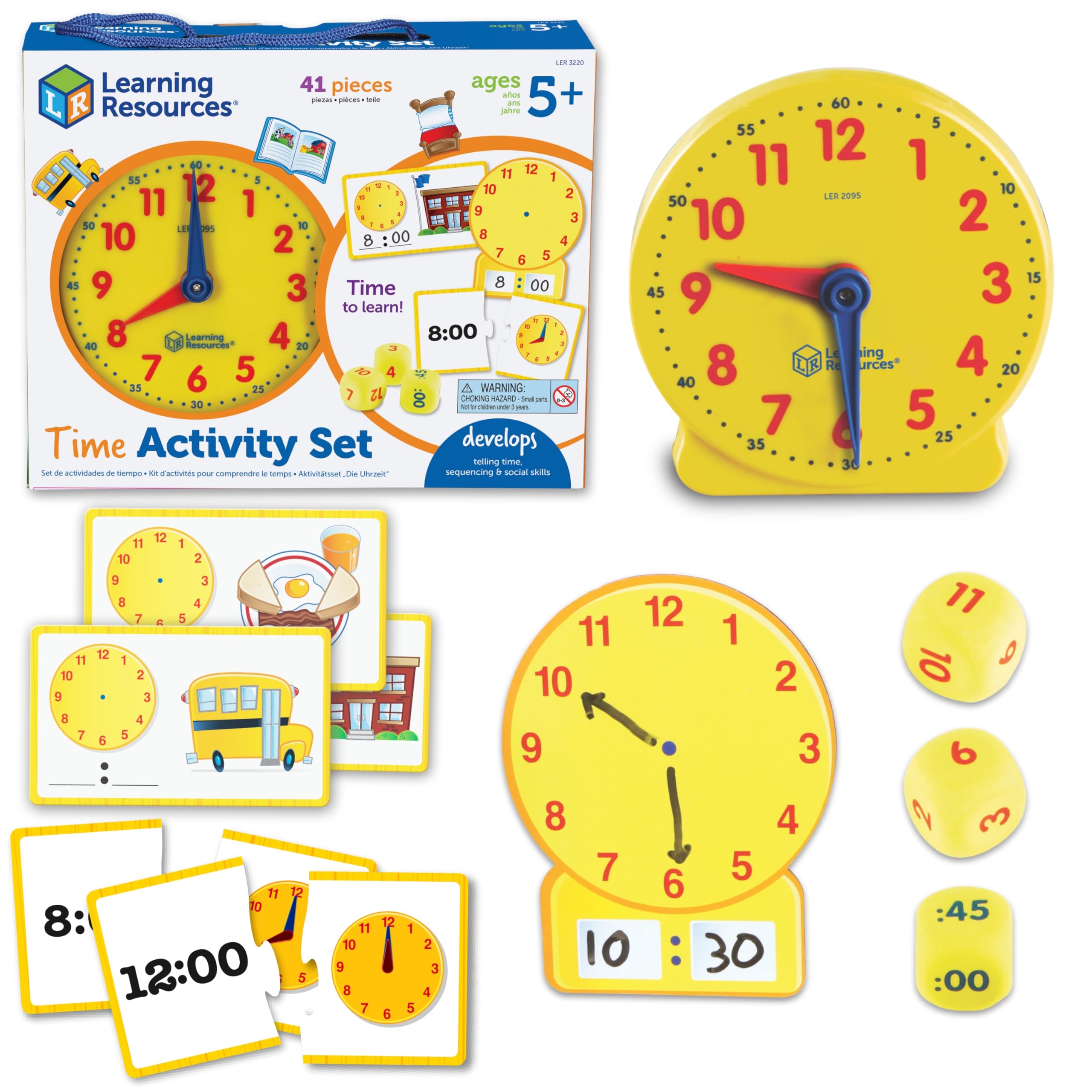 Learning Resources Time Activity Set teaching clock front view for accurate time practice.