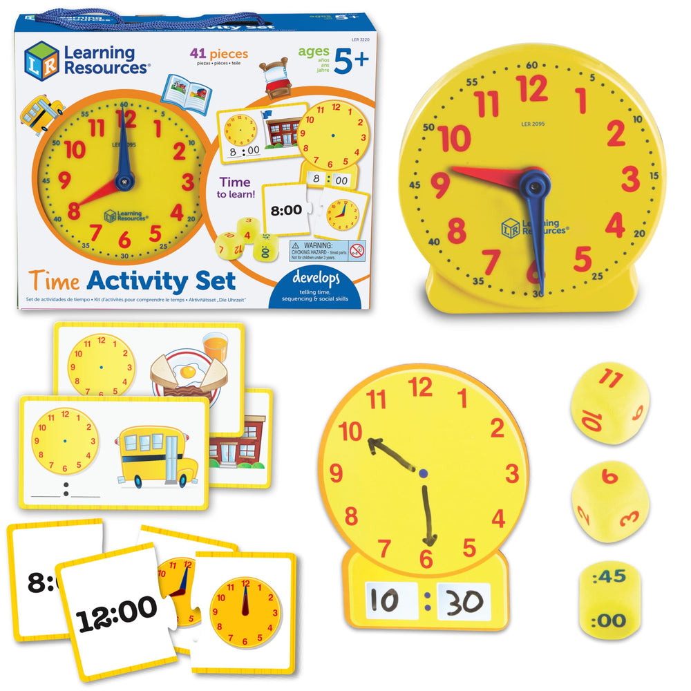 Learning Resources Time Activity Set teaching clock front view for accurate time practice.
