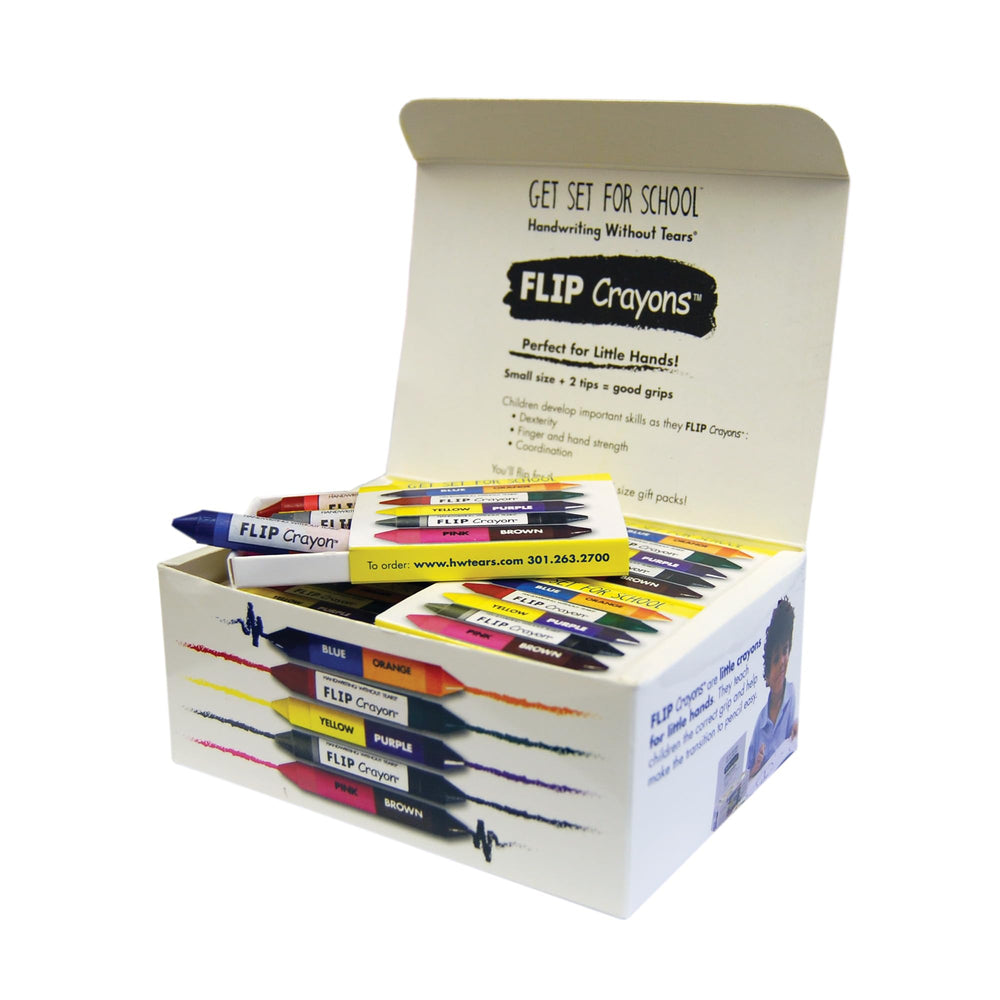 Learning Without Tears Flip Crayons double-sided design encourages active color switching and fine motor practice.