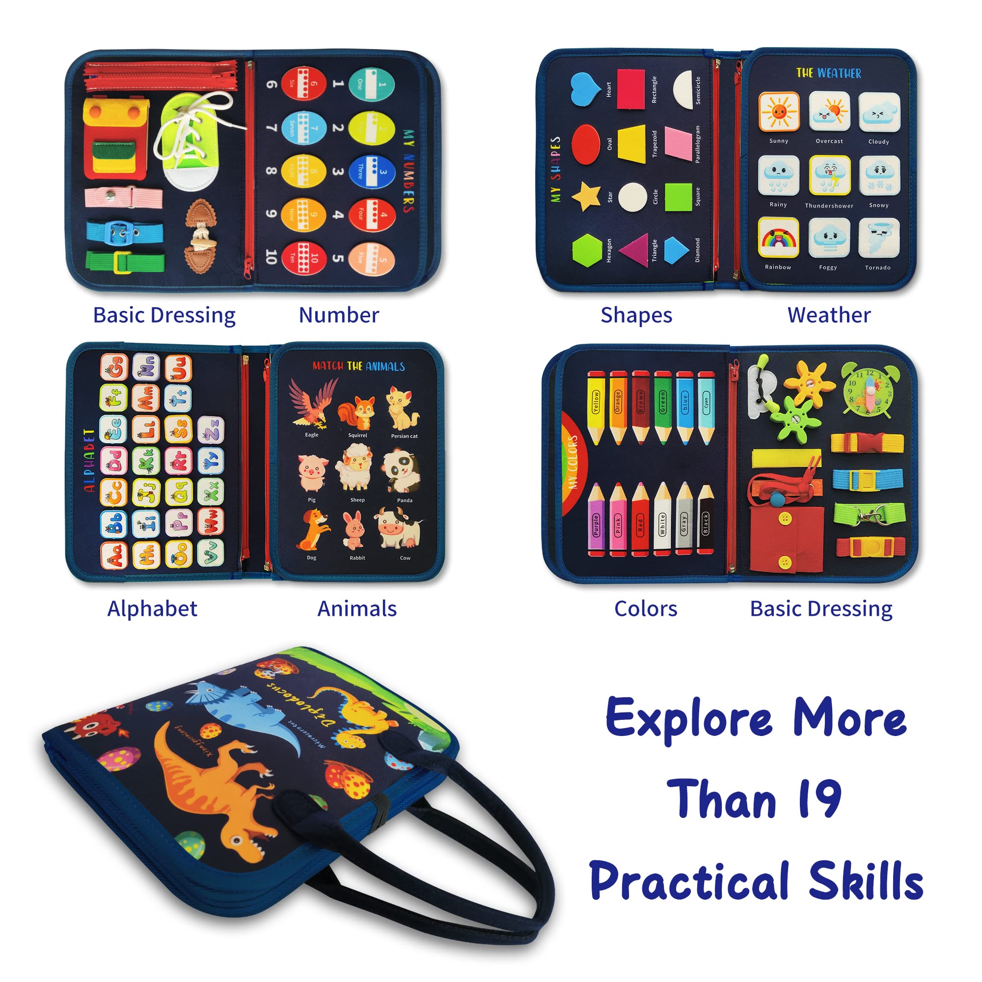 LearnToy Busy Board soft felt material enhances tactile exploration for toddlers during play
