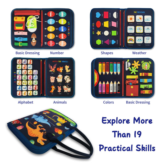 LearnToy Busy Board soft felt material enhances tactile exploration for toddlers during play