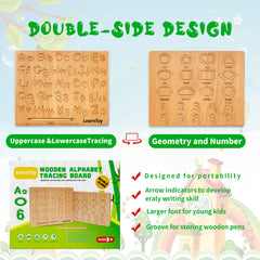 LearnToy tracing board back view highlighting safe design for toddlers.