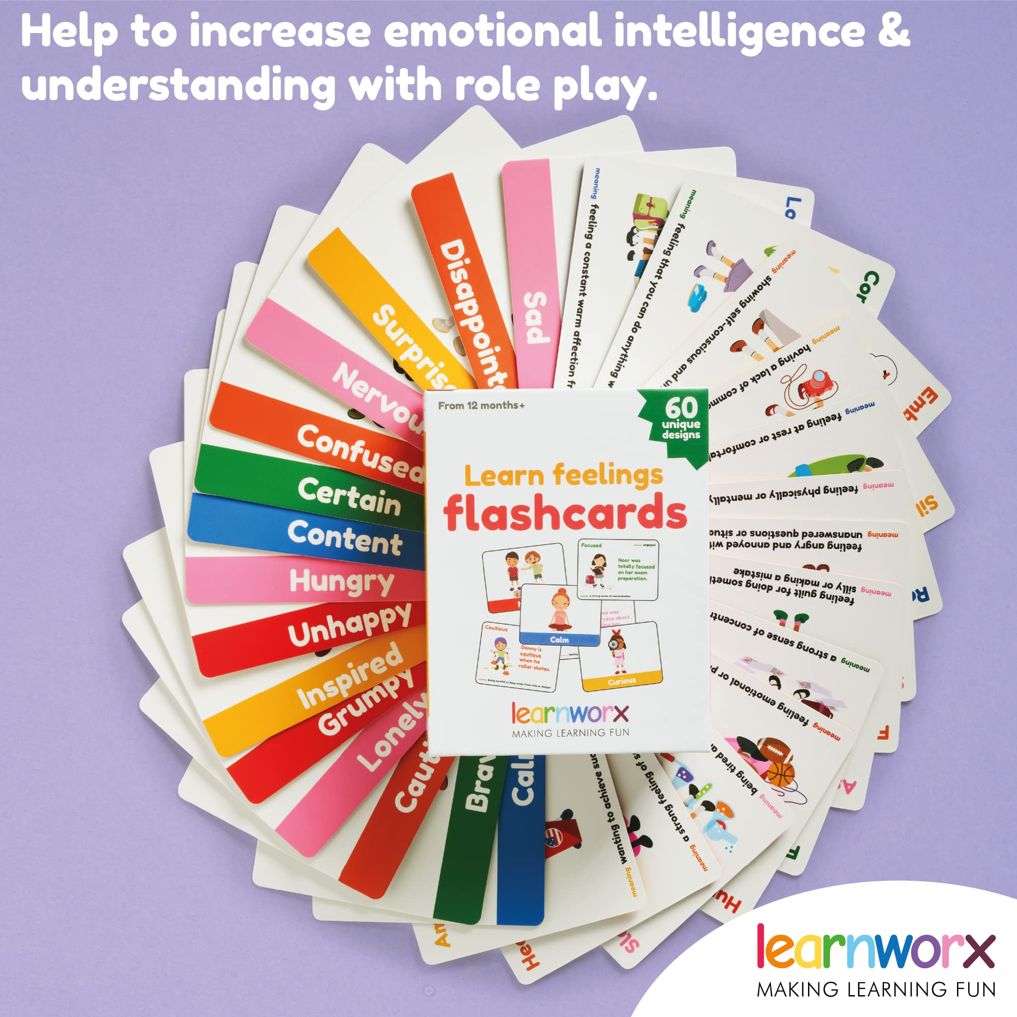 Learnworx Gift box keeps 60 emotion cards organized and ready for learning sessions.