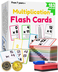 Learnworx multiplication flash cards front view with a single equation for quick practice.