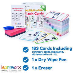 Learnworx dry-erase compatible cards with wipe-clean marker for repeated practice.