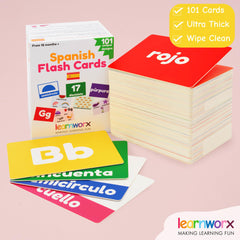 Learnworx flash cards shown open with teaching materials for parents.