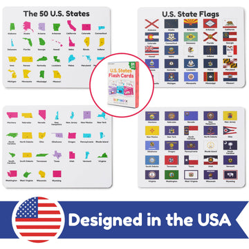Learnworx state bird and flower icons help regional recognition and memory.