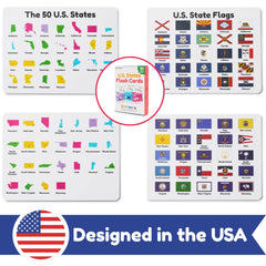 Learnworx state bird and flower icons help regional recognition and memory.