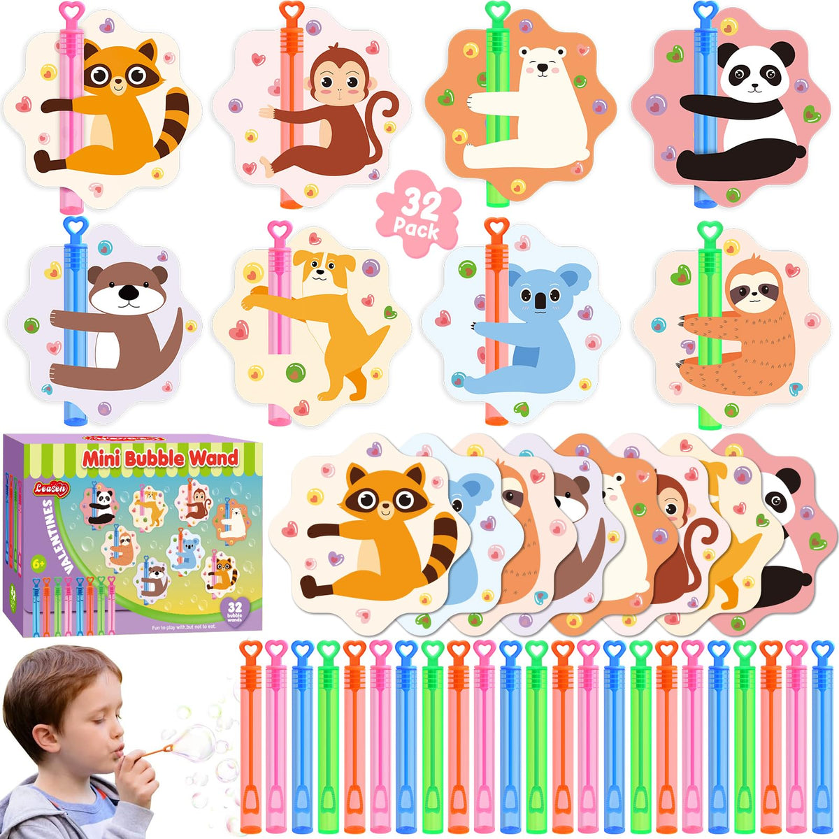 LEASEN 32-pack mini bubble wands for classroom gifts