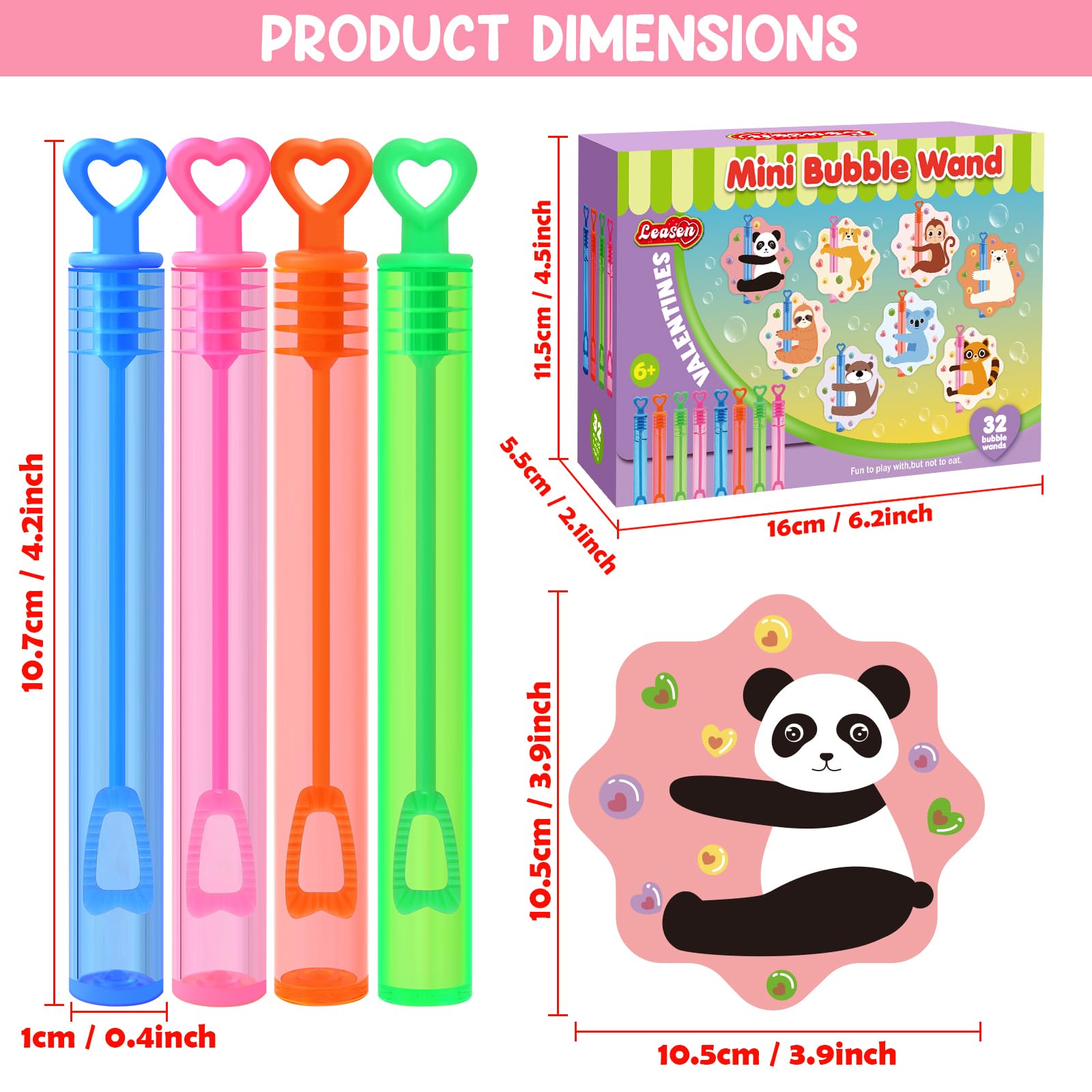 LEASEN bubble wands color variety in pink orange blue green