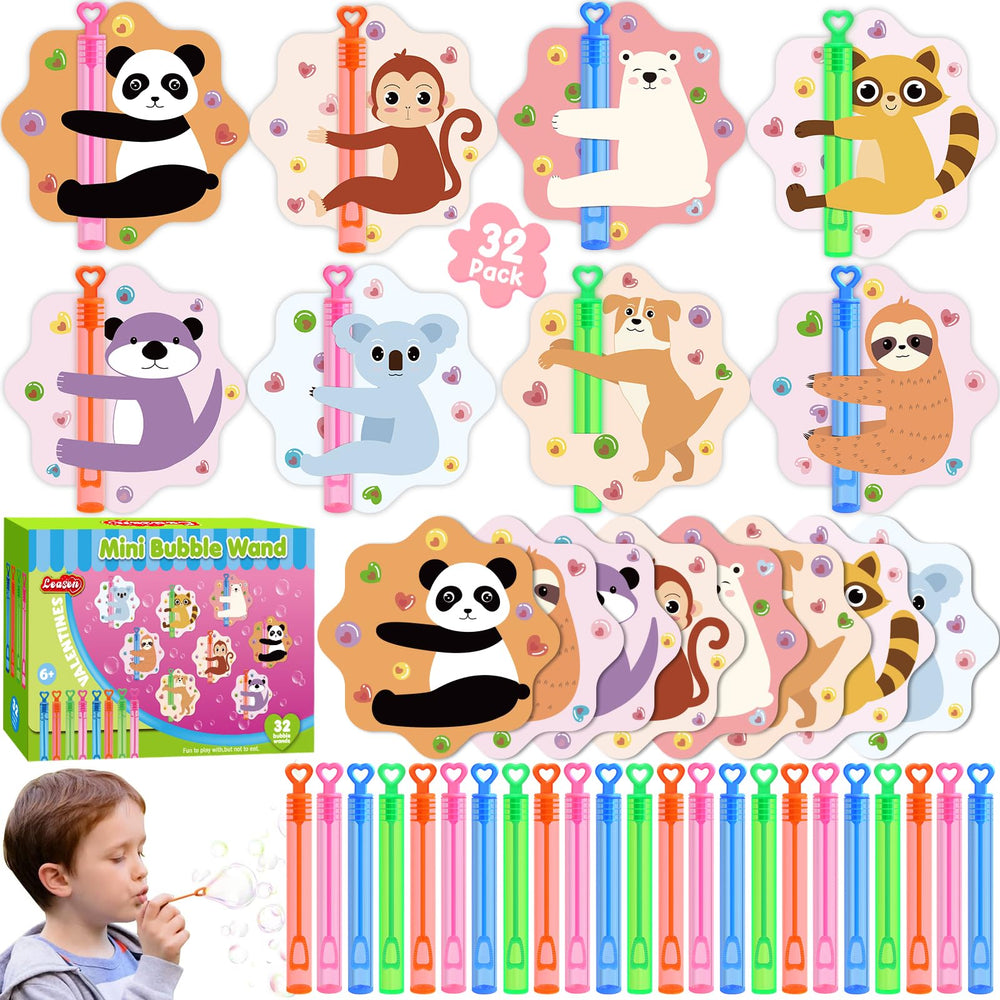 LEASEN valentines bubble wands with animal cards for classroom gift exchanges.