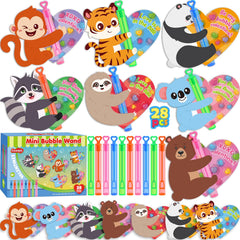 LEASEN Valentines bubble wands set in four colors, ideal for classroom exchanges.