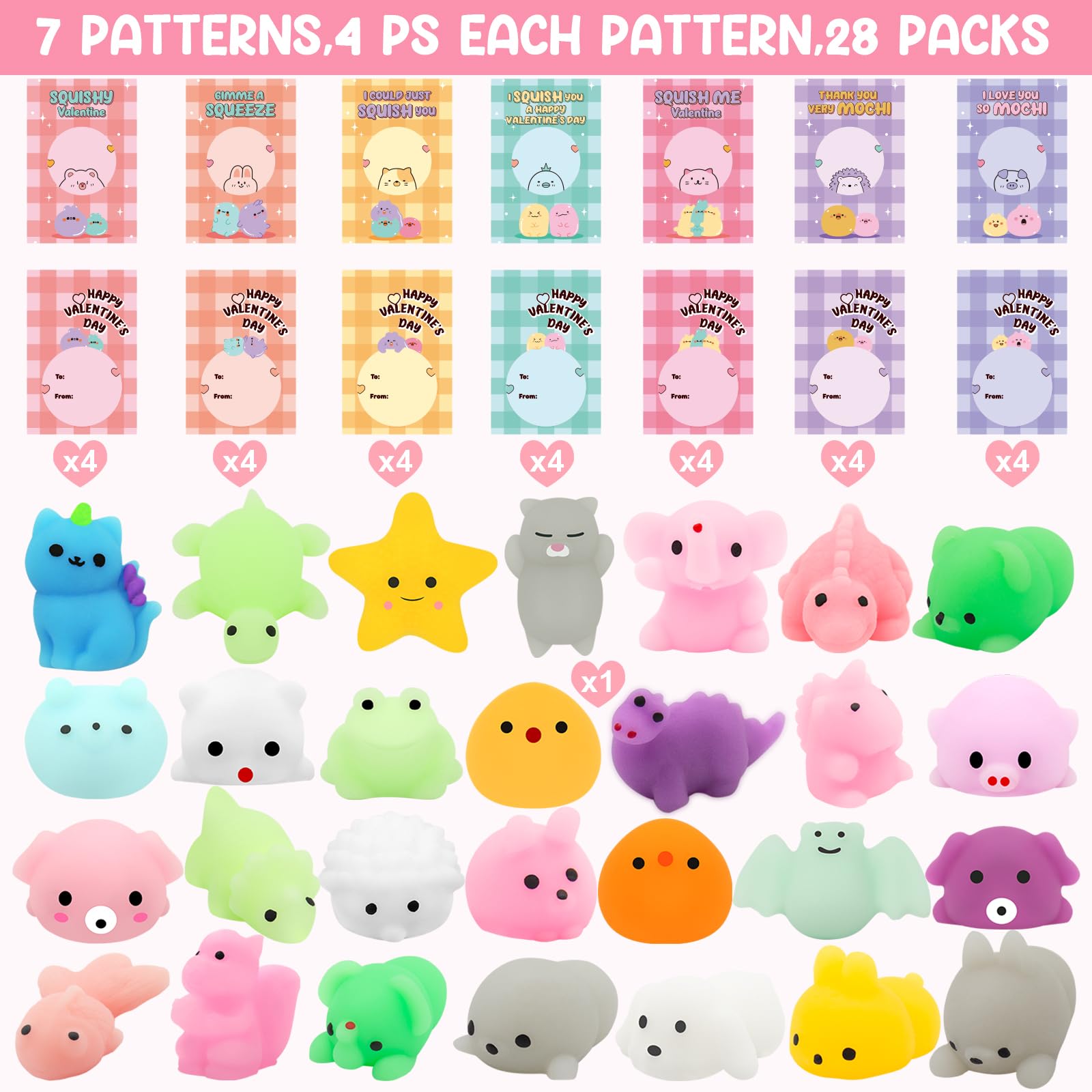 LEASEN valentines animal cards with squishies encourage sharing