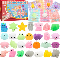 LEASEN valentines mochi squishies in 28 pack for kids classroom gifts