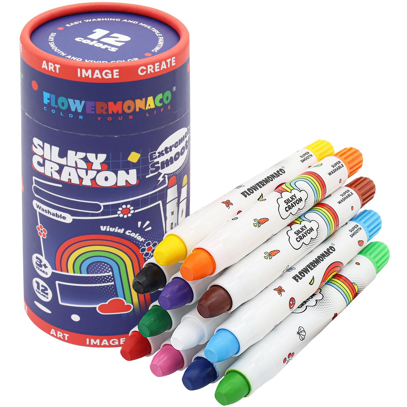Lebze Flower Monaco toddler crayons pack showing vivid colors for safe, creative play.
