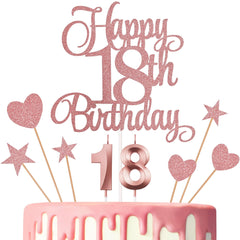 Lecferrarc 18th birthday cake topper glitter shines under lamplight for a festive centerpiece