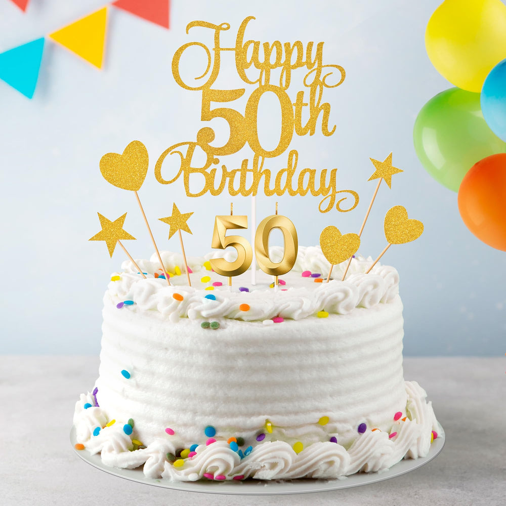 Lecferrarc 50th birthday toppers set for versatile party styling.