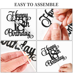 Lecferrarc Glitter Cake Decorations Package for an elegant 18th birthday.