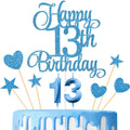 Lecferrarc Happy 13th Birthday Topper adds glittery elegance to cakes