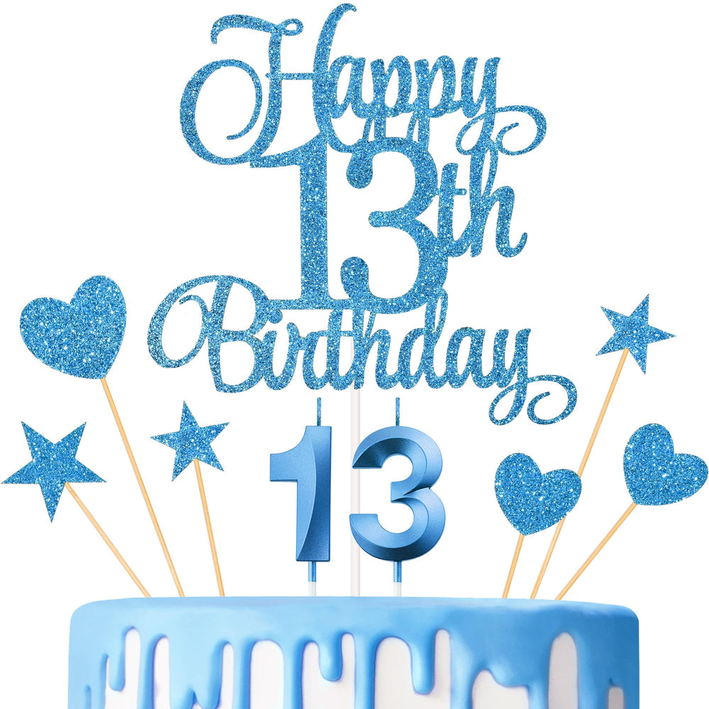 Lecferrarc Happy 13th Birthday Topper adds glittery elegance to cakes