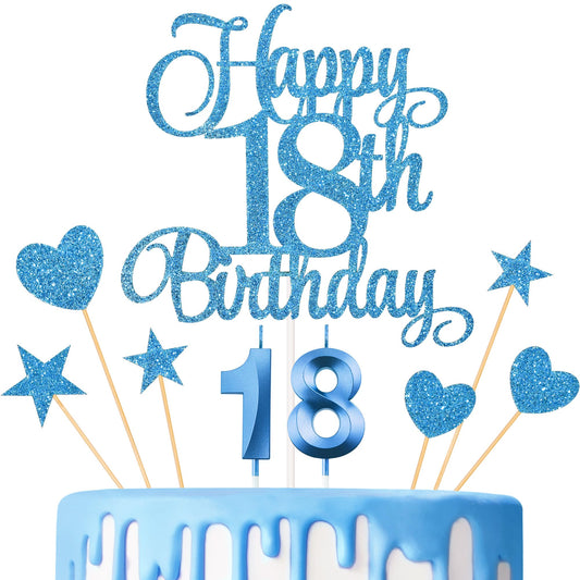 Lecferrarc Happy 18th Birthday Topper adds elegant sparkle to cakes.