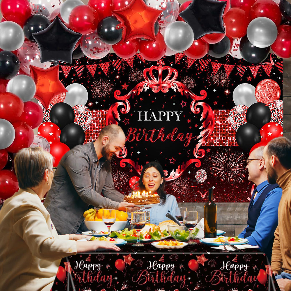 Lecheme red-black backdrop decor for indoor or outdoor parties