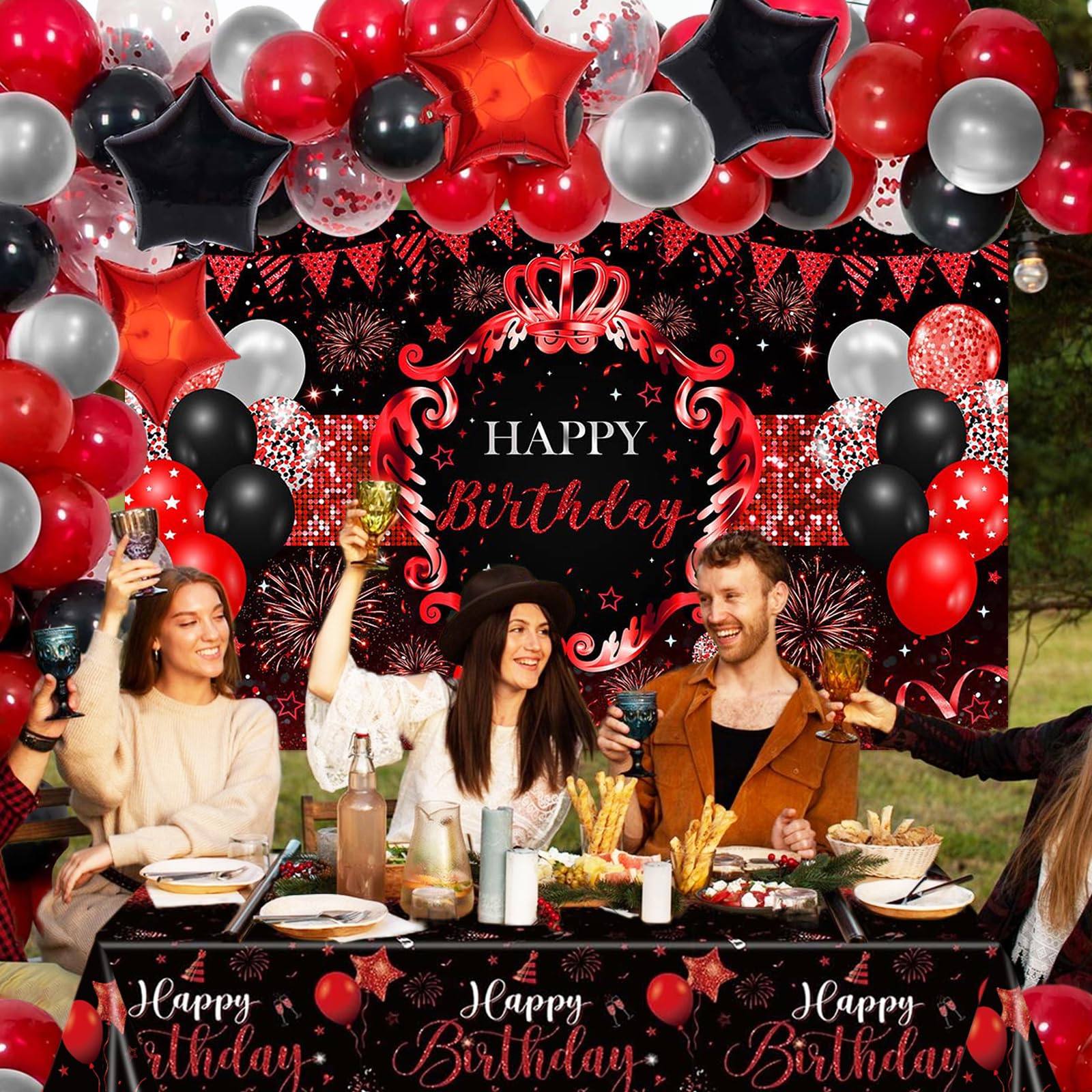 Lecheme latex and foil balloons in red and black for decorations