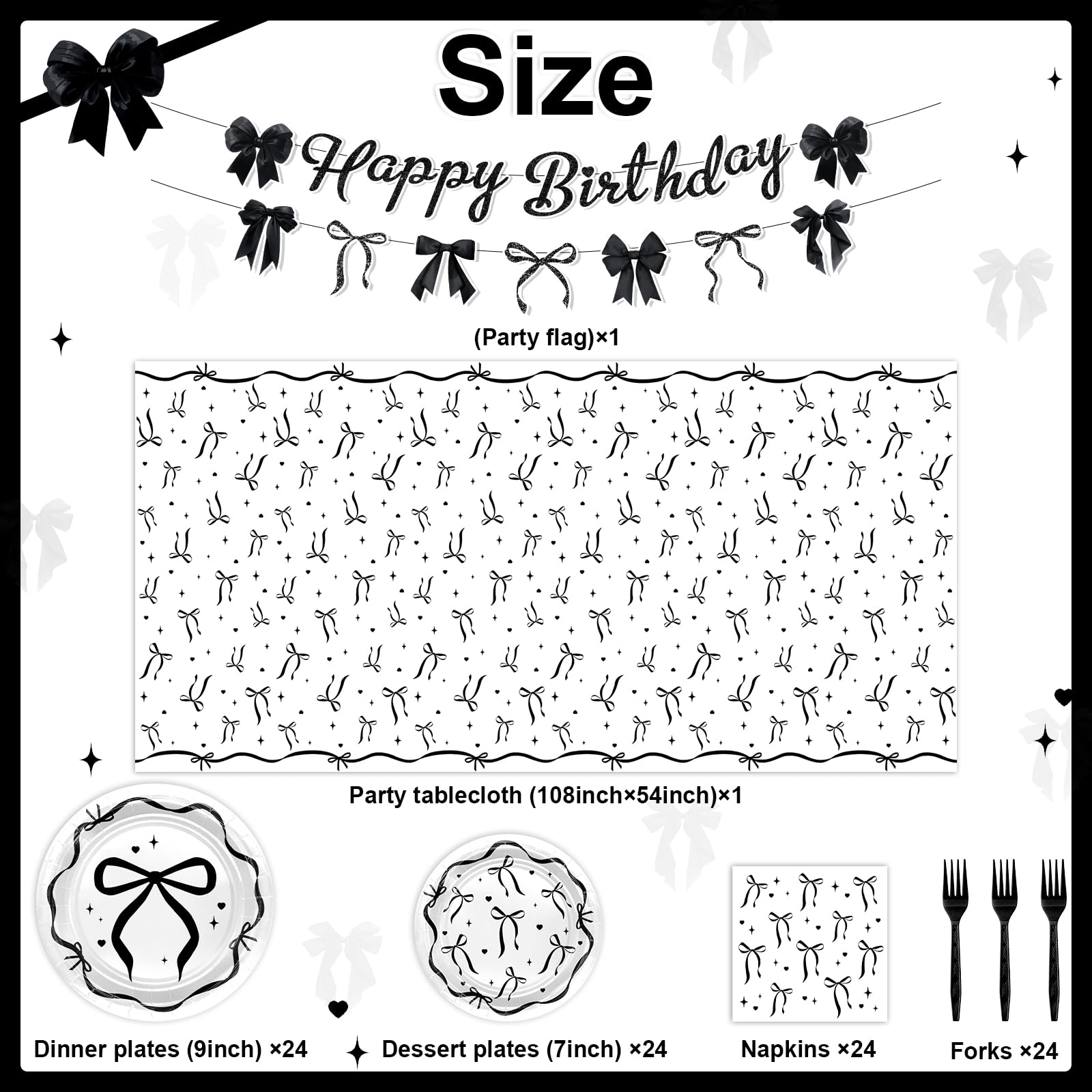 Lecheme Black Bow tablecloth on table for an elegant look