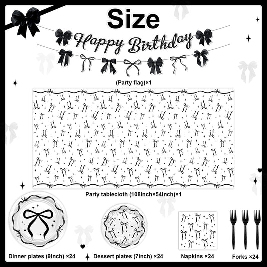 Lecheme Black Bow tablecloth on table for an elegant look