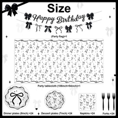 Lecheme Black Bow tablecloth on table for an elegant look