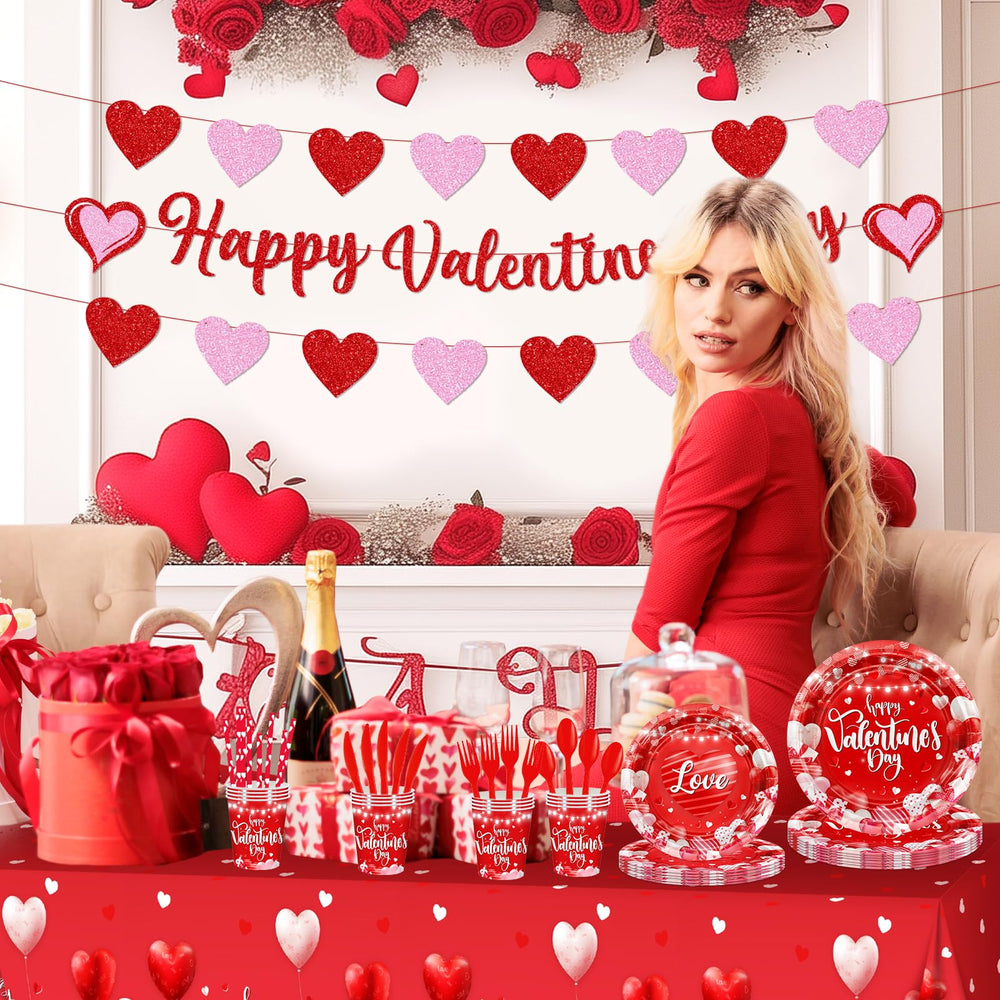 Lecheme valentines heart banner brightens walls for photos and parties