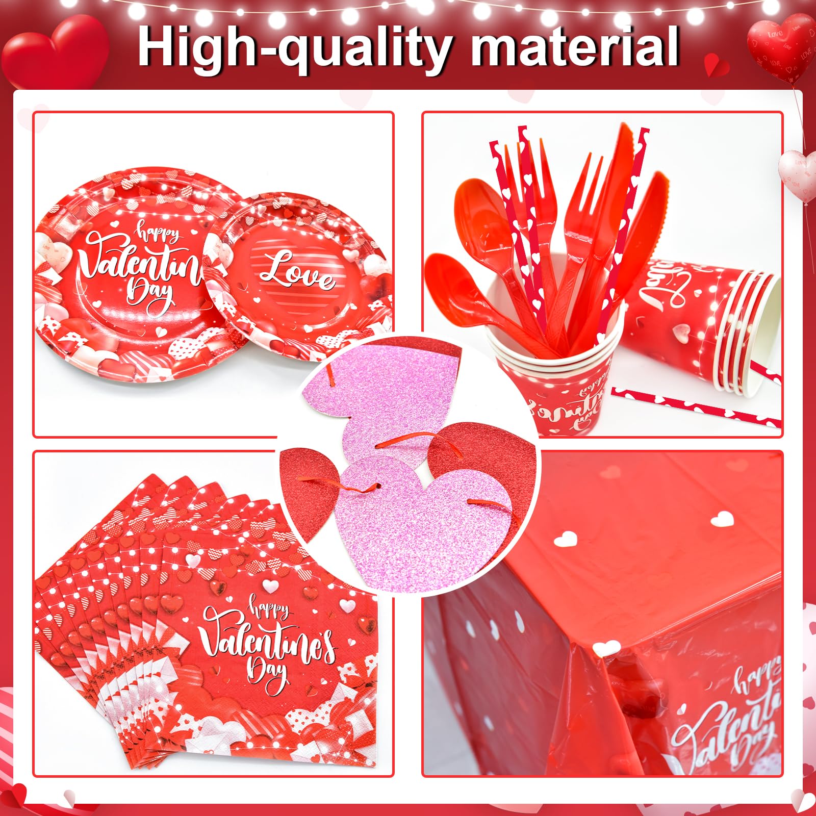 Lecheme valentines napkins unfolded 12.99x12.99 inches for generous coverage