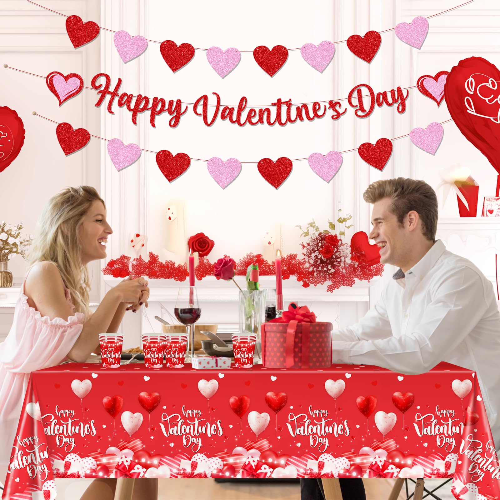 Lecheme valentines table cover 53.94x107.87 inches protects surfaces and cleans easily