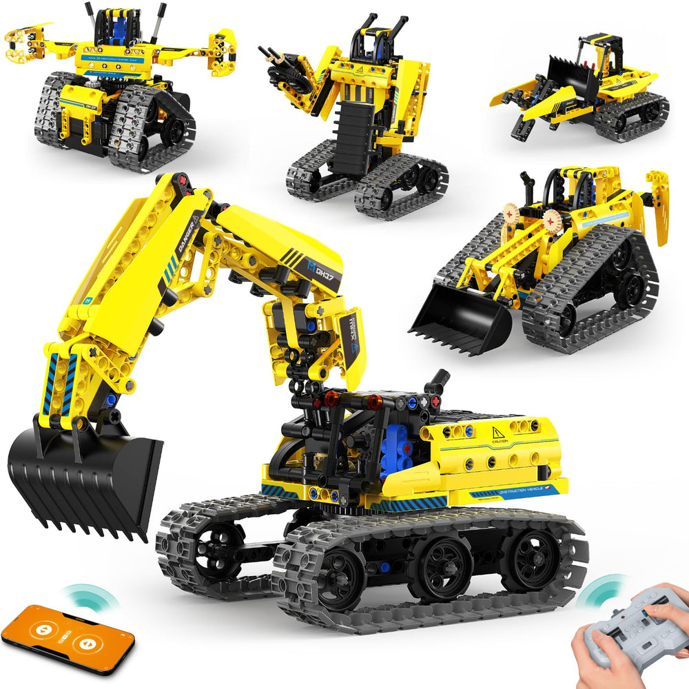 LECPOP 5-in-1 building kit with RC excavator sparks creative play and STEM exploration.