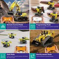 LECPOP RC excavator demonstrates precise movement for immersive learning.