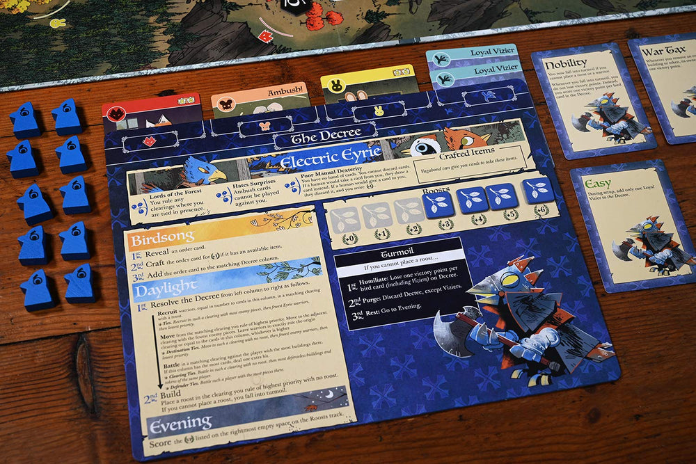 Leder Games Root Clockwork Expansion board and tiles arranged for tactical setup.