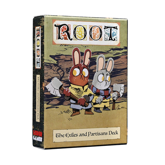 Leder Games Root Exiles and Partisans deck front card illustration for enhanced faction options.