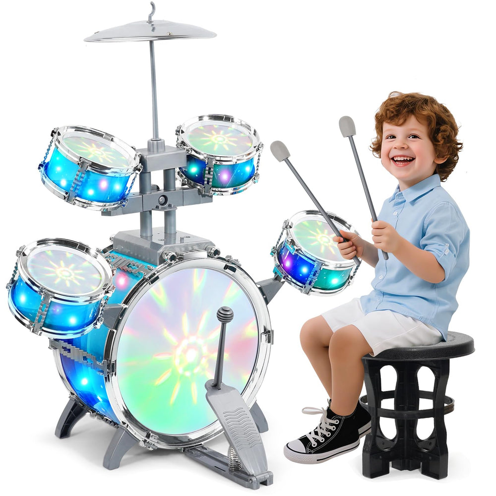 LeeQee drum set for kids with aurora lights enhances playtime and imagination.