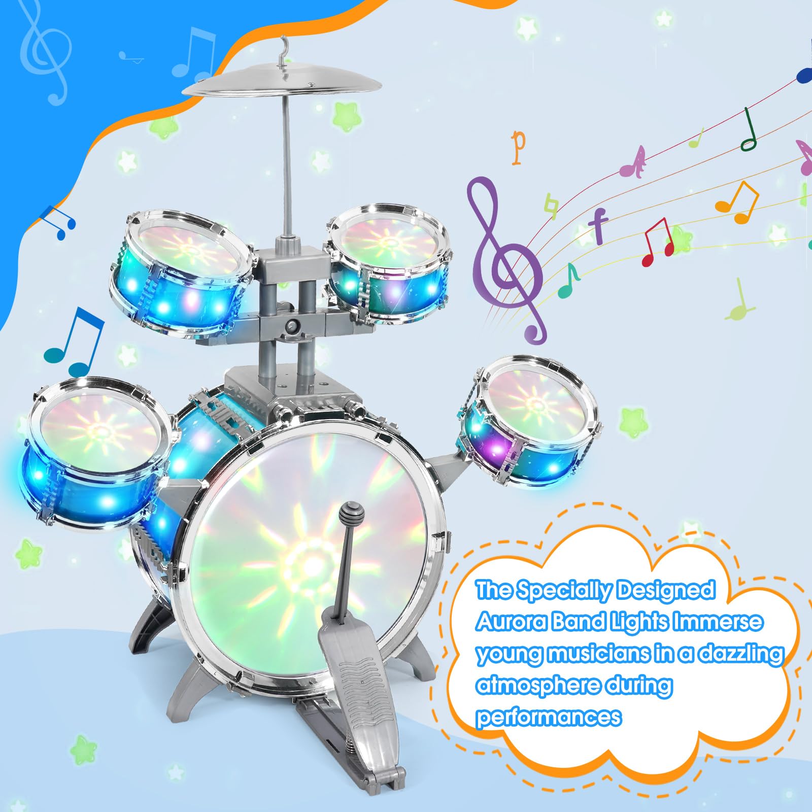 LeeQee medium drums provide balanced tones for growing players.