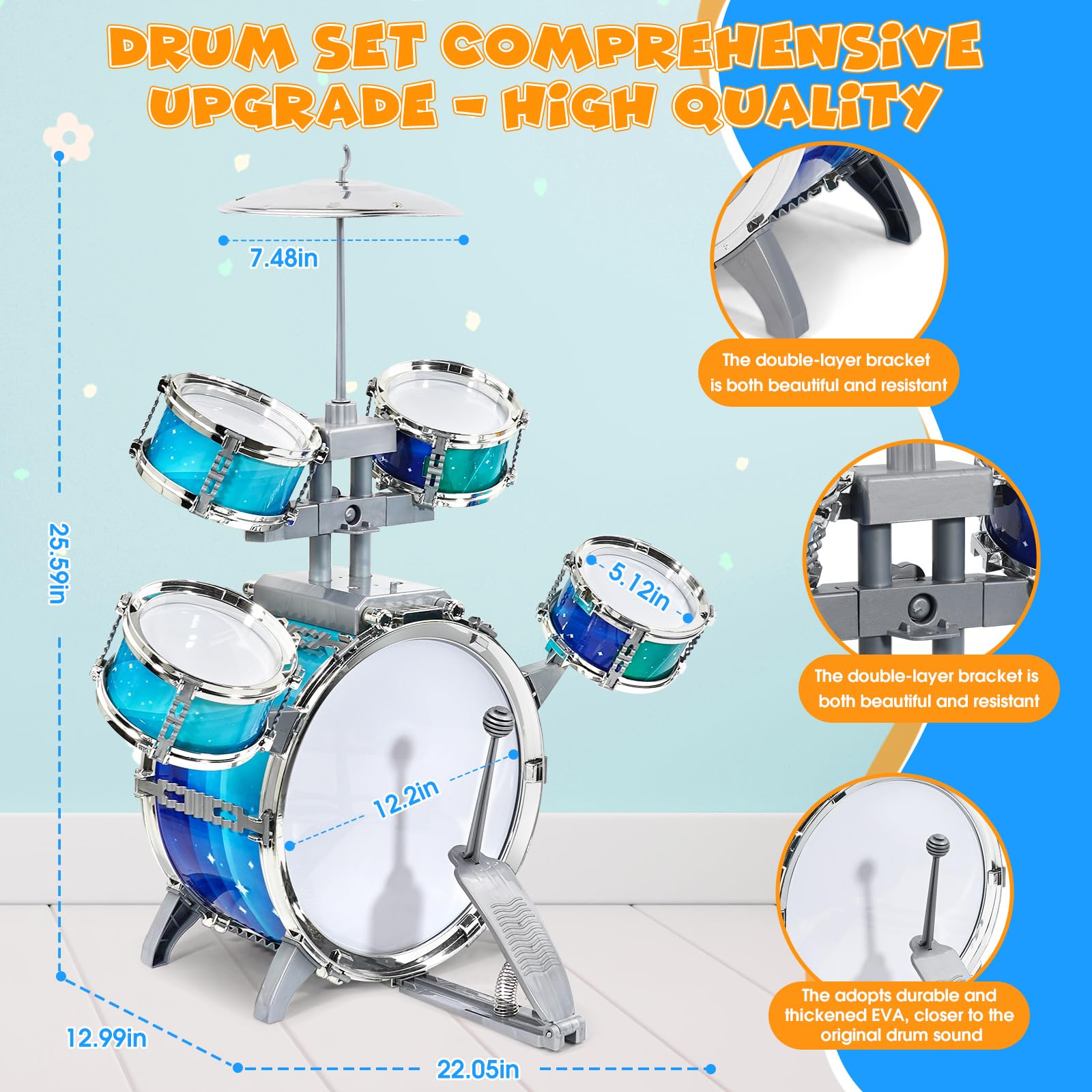 LeeQee small drums offer crisp sounds for quick rhythms and fun sessions.
