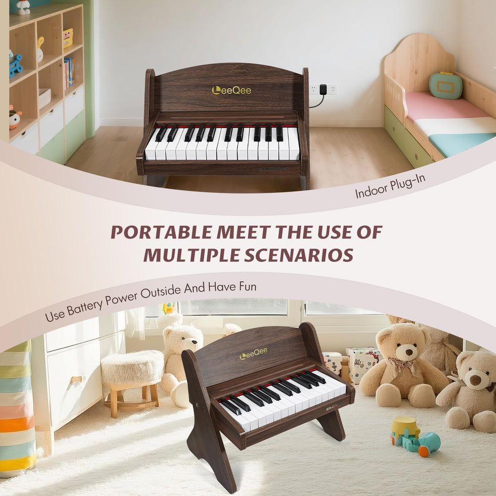 LeeQee 25-key piano sound-emulating toy provides realistic tones for budding musicians.
