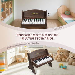 LeeQee 25-key piano sound-emulating toy provides realistic tones for budding musicians.