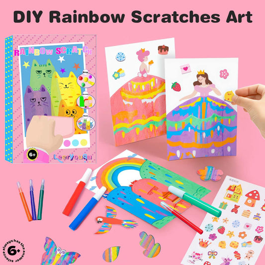 LEERYOUQU Squeegee Art Kit enables kids to explore imaginative painting with scratch tools.
